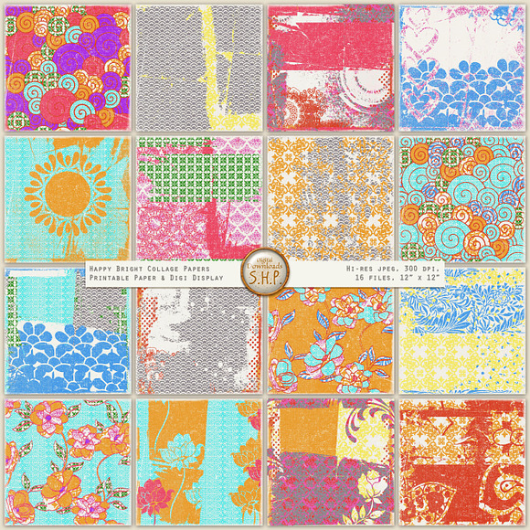 Happy Bright Scrappy Art Papers in Textures - product preview 4