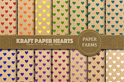 Kraft paper hearts digital paper 