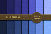 Blue Burlap digital paper pack