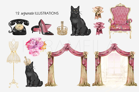 Boudoir Clip Art Vintage Fashion in Illustrations - product preview 1