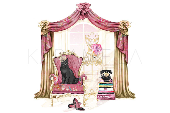 Boudoir Clip Art Vintage Fashion in Illustrations - product preview 2
