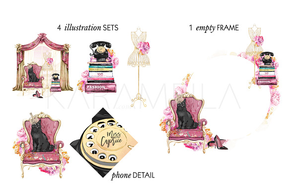 Boudoir Clip Art Vintage Fashion in Illustrations - product preview 3