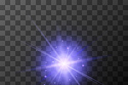 Star burst with purple sparkles