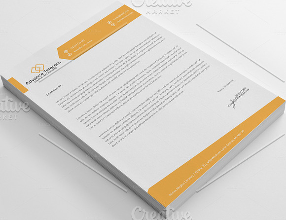 Advance Telecom Letter Head in Stationery Templates - product preview 3