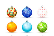 Nine realistic christmas balls
