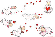 Cute heart shaped sheep clipart