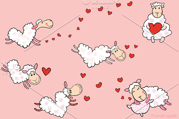 Cute heart shaped sheep clipart in Illustrations - product preview 2