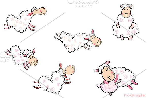 Cute heart shaped sheep clipart in Illustrations - product preview 3