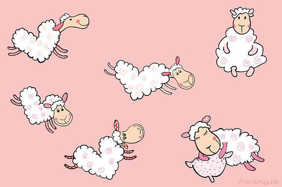 Cute heart shaped sheep clipart in Illustrations - product preview 4
