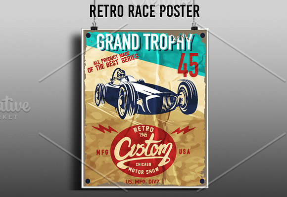 Retro race posters in Illustrations - product preview 1