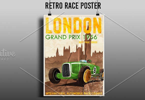Retro race posters in Illustrations - product preview 3