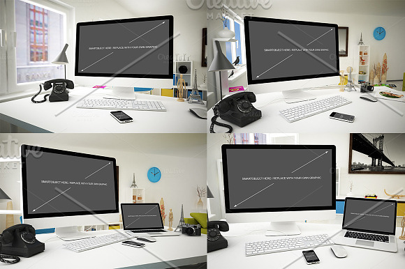 iMac Mockup 7 poses in Mobile & Web Mockups - product preview 1