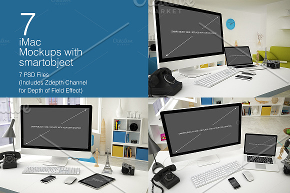 iMac Mockup 7 poses in Mobile & Web Mockups - product preview 2
