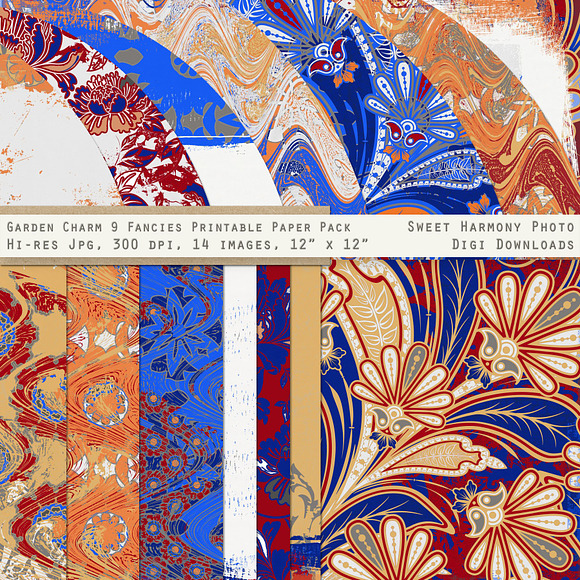 Garden Papers Red & Blue Fancy in Patterns - product preview 4
