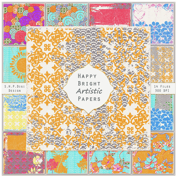 Happy Bright Scrappy Art Papers in Textures - product preview 5