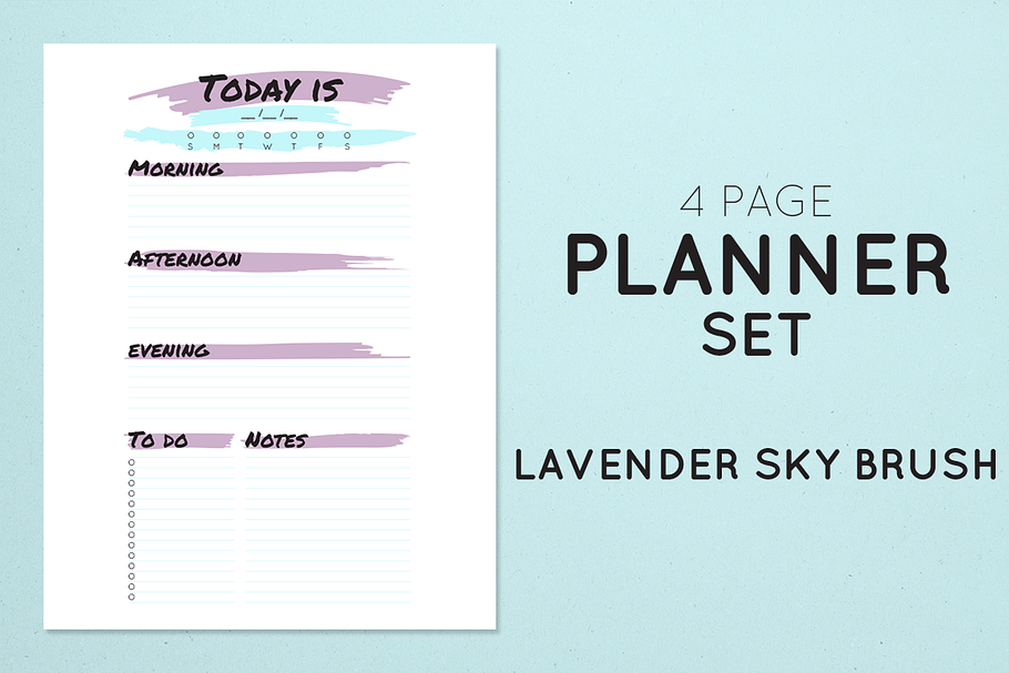 Planner Set - Lavender Sky Brush in Stationery Templates - product preview 8