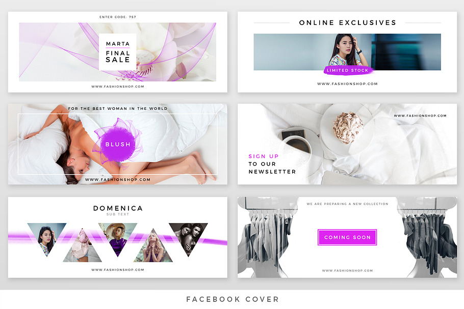Purple facebook pack in Facebook Templates - product preview 8