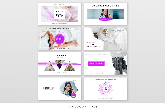 Purple facebook pack in Facebook Templates - product preview 2
