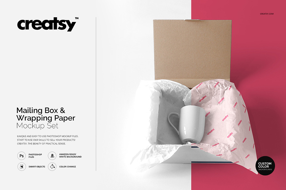 Mailing Box & Wrapping Paper Mockup in Product Mockups - product preview 8