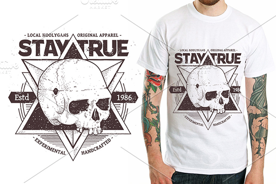 Stay True | Vector Dotwork Skull in Illustrations - product preview 8