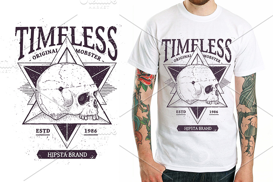 Timeless | Vector Dotwork Skull in Illustrations - product preview 8