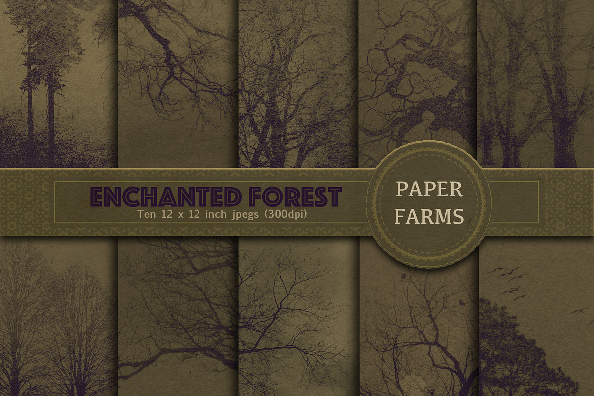 Enchanted forest digital paper pack in Patterns - product preview 8