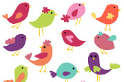 Funky Birds Vectors and Clipart