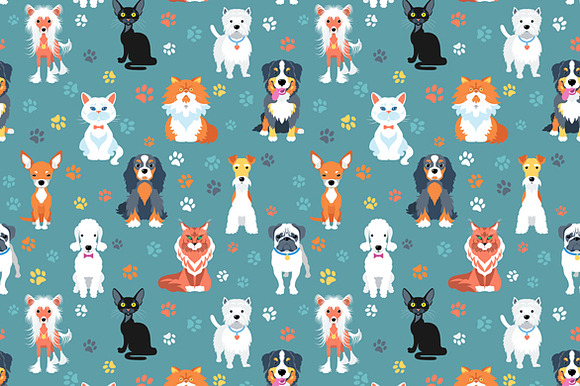 3 seamless backgrounds with pets in Patterns - product preview 2