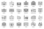 Government buildings line icons