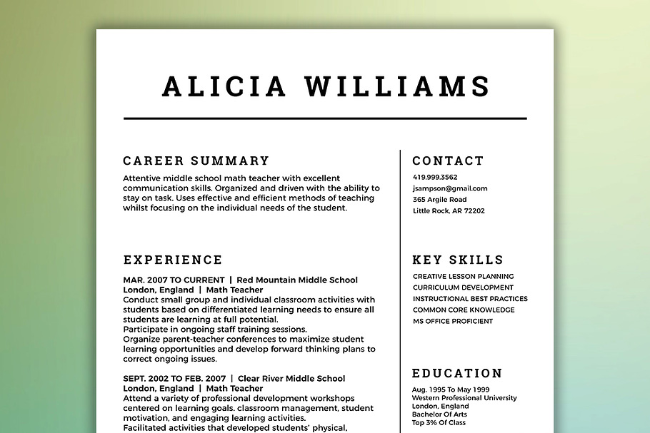 CV Template | Simple Resume Package