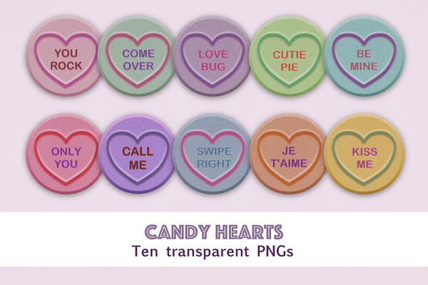 Candy hearts clipart