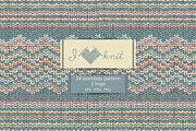 Knit seamless pattern and logo set