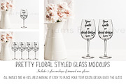 3 Pretty Floral Wine Glass Mockups