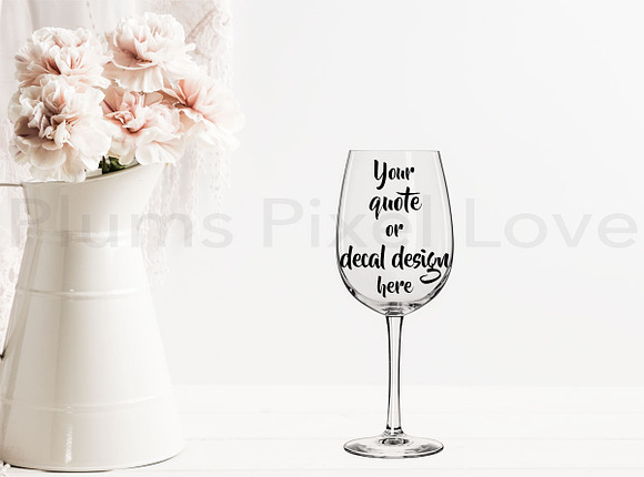 3 Pretty Floral Wine Glass Mockups in Product Mockups - product preview 1