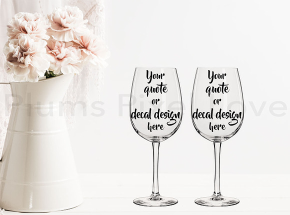 3 Pretty Floral Wine Glass Mockups in Product Mockups - product preview 2