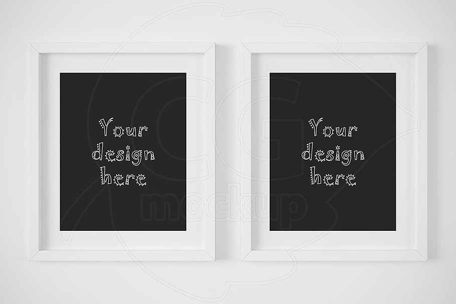 Set of 2 white matted frame mockup in Print Mockups - product preview 8