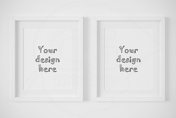 Set of 2 white matted frame mockup in Print Mockups - product preview 1