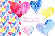 Kit of watercolor hearts
