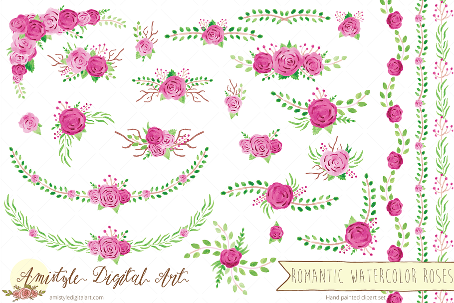 Romantic Watercolor Floral Set