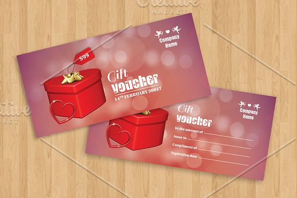 Valentine Day Gift Voucher-V07 in Stationery Templates - product preview 1
