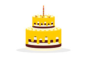 Cake with yellow cream and candle