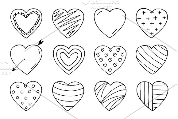 Hand drawn hearts + seamless pattern in Patterns - product preview 2