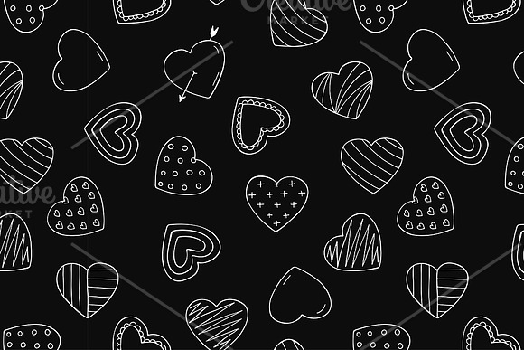 Hand drawn hearts + seamless pattern in Patterns - product preview 5
