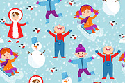 Winter kids seamless pattern vector