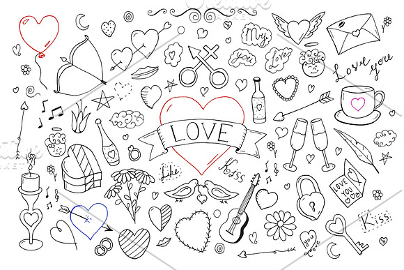 Valentine's day elements + pattern. in Patterns - product preview 2