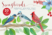 Song Birds Watercolor Clipart