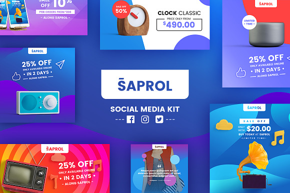 Saprol Social Media Kit in Social Media Templates - product preview 5