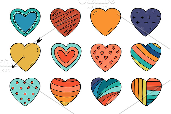 Collection of color hearts + pattern in Patterns - product preview 2