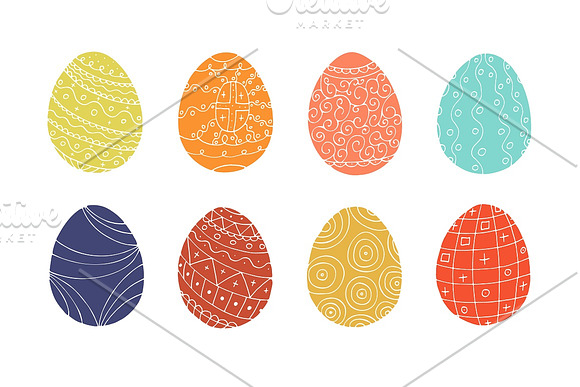 Color Easter eggs + patterns in Illustrations - product preview 2