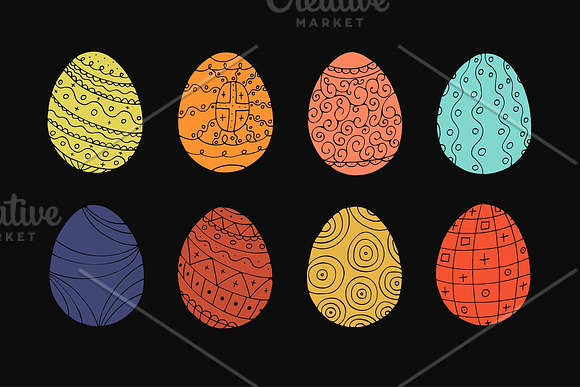 Color Easter eggs + patterns in Illustrations - product preview 4